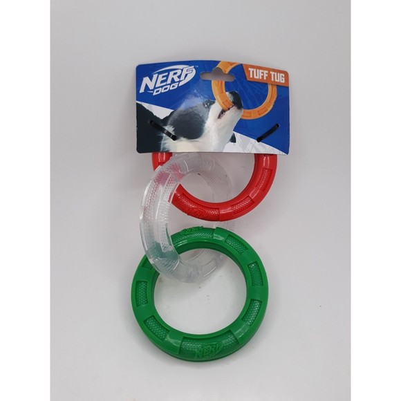 Nerf Dog Rubber 3-Ring Tuff Tug Dog Toy for Medium/Large Dogs, Lightweight Tug. - Picture 2 of 6